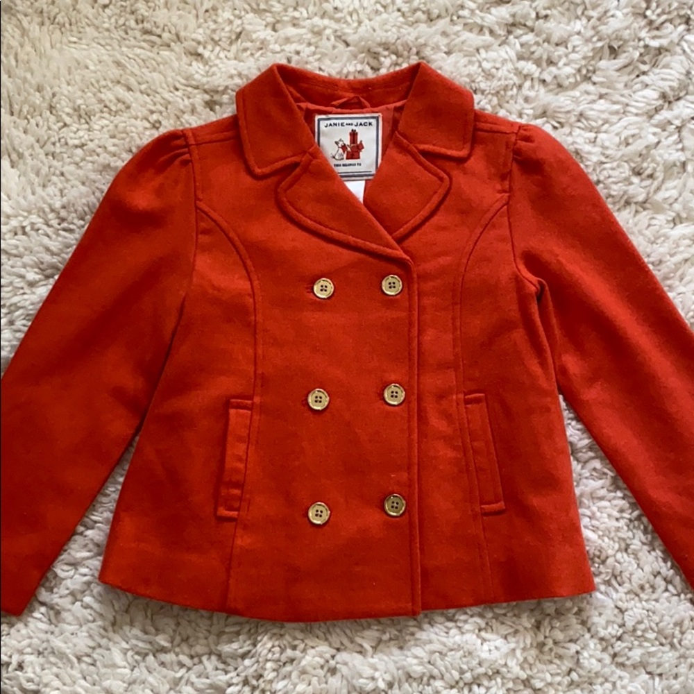 Janie and Jack Vibrant Orange Pea Coat